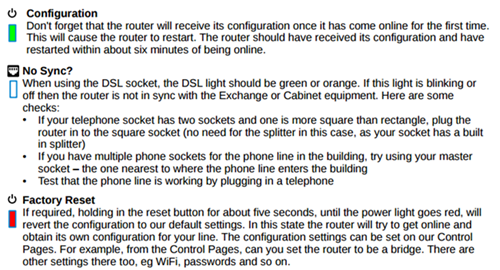 Zyxel VMG 1312 Lights Explained