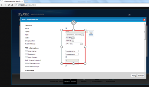 Zyxel Configure VDSL