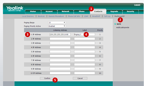 Receive the Multicast Page Yealink