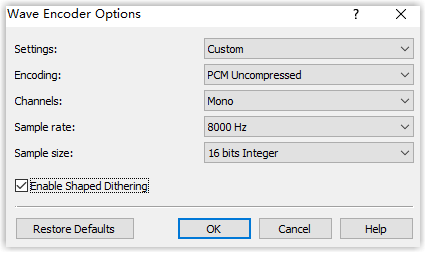 Wave Encoder Options